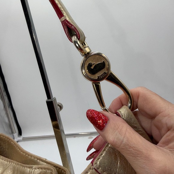 Dooney Bourke Gold Metallic Leather Hobo Shoulder Bag Purse - Picture 13 of 15